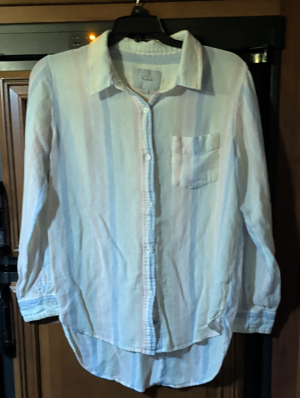 Rails Lightweight Pastel Stripe Button-Down Shirt in White and Light Blue